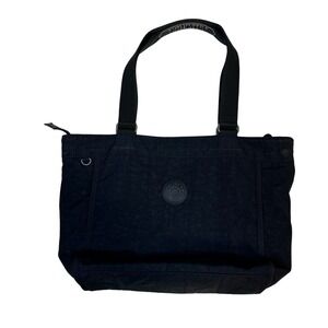 Kipling Black Nylon Tote Bag with Zip Closure and Interior Pockets